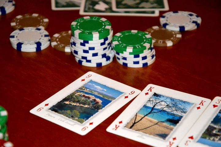 Poker chips and cards on a table